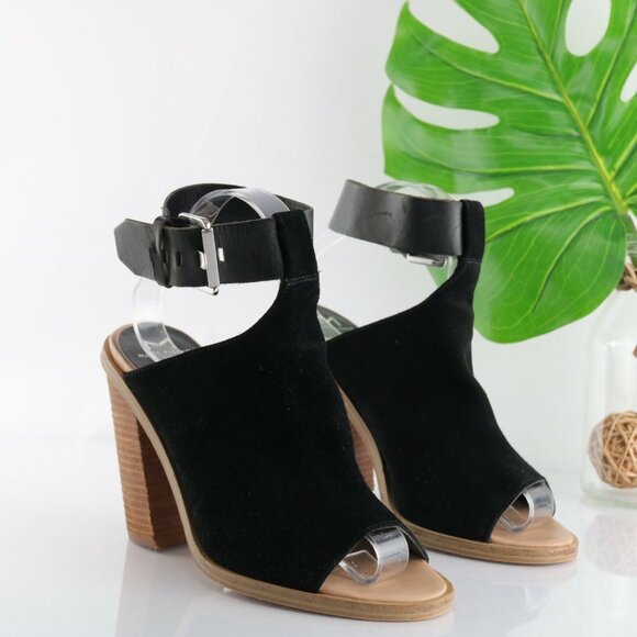 Marc Fisher Shoes - Marc Fisher Womens Vashi Sandal Size 9 Black Suede Block Heel Ankle Strap Bootie